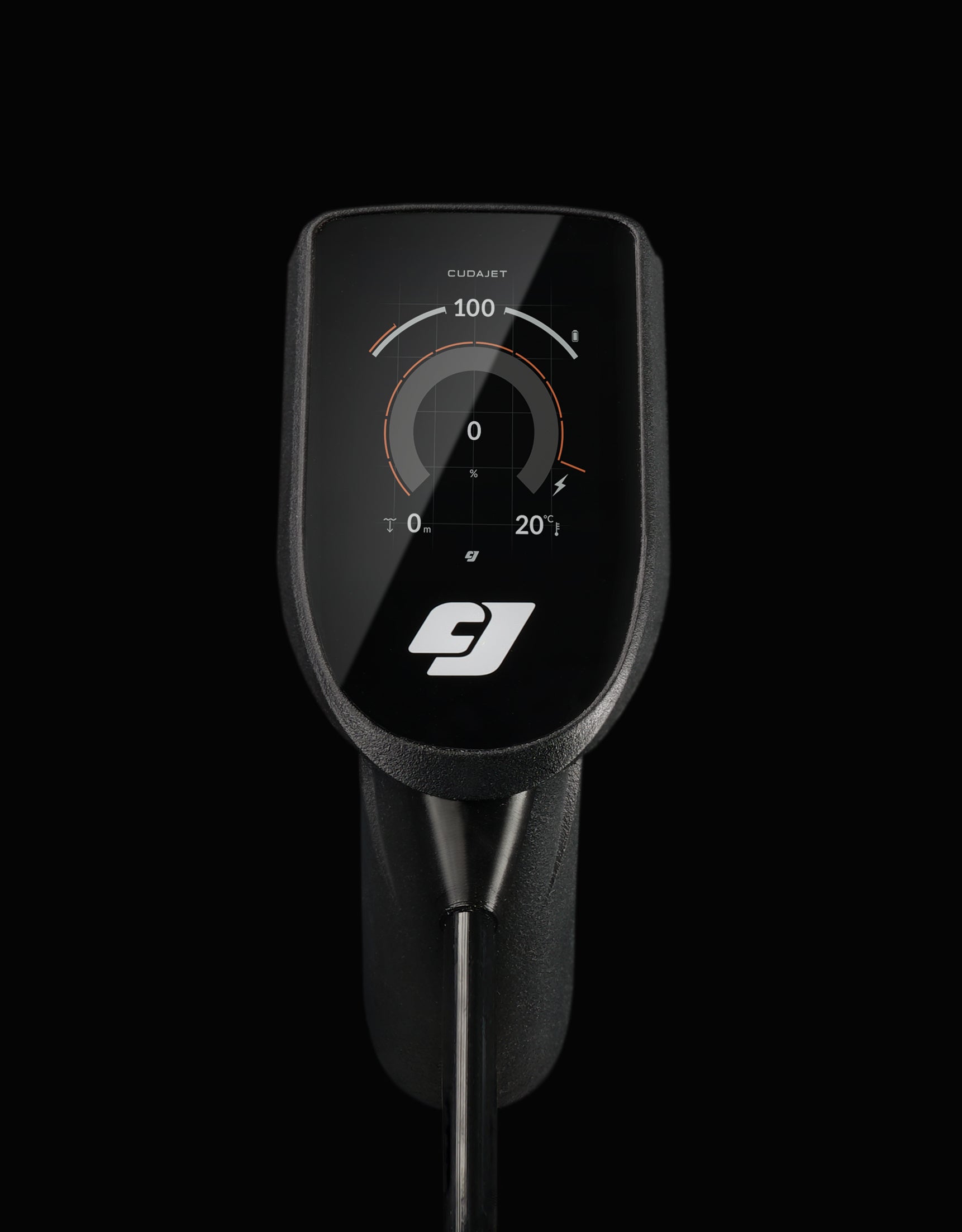 CudaJet Underwater Jetpack hand controller in the studio, showing screen