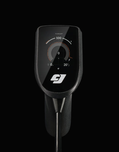 CudaJet Underwater Jetpack hand controller in the studio, showing screen