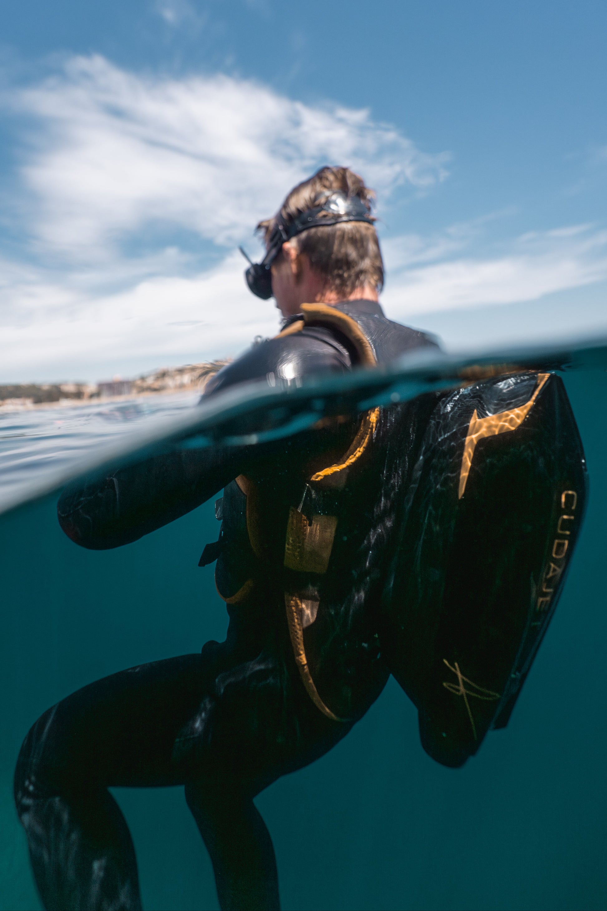 Sitting in water with Founders Jetpack